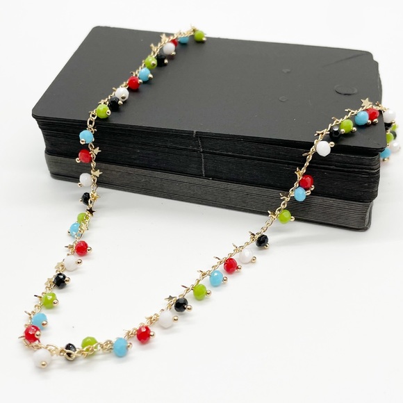 New Boho Multicolored Beaded Chain Choker Necklace - Picture 6 of 6